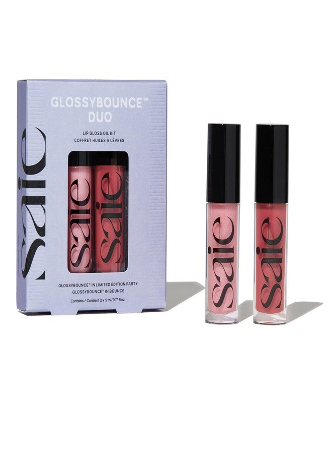 Saie Glossybounce Duo - Hybrid Tinted Lip Oil & Lip Gloss Set - Hydrating, Non-Sticky Shine with Hyaluronic Acid & Jojoba Oil for Soft, Plump Lips - Makeup Gift Set - Disco & Bounce (2 Count) - Image 1